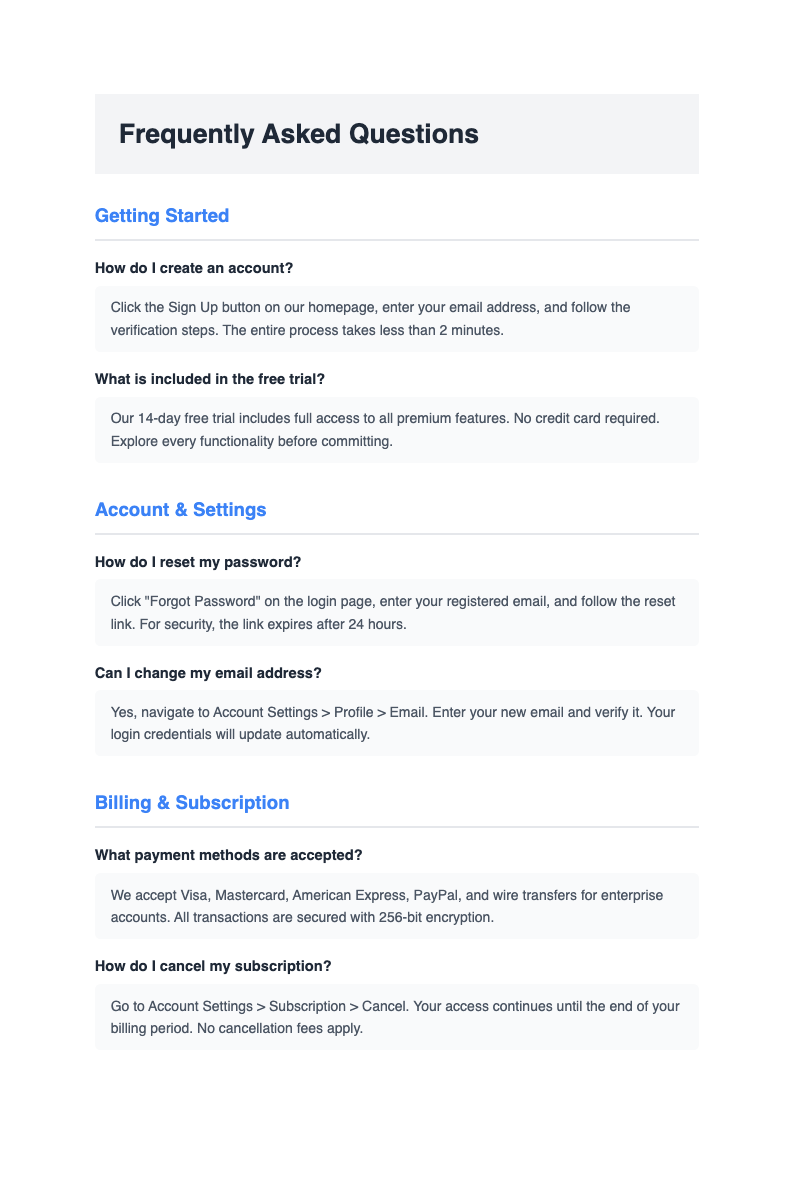 Sectioned layout Q&A